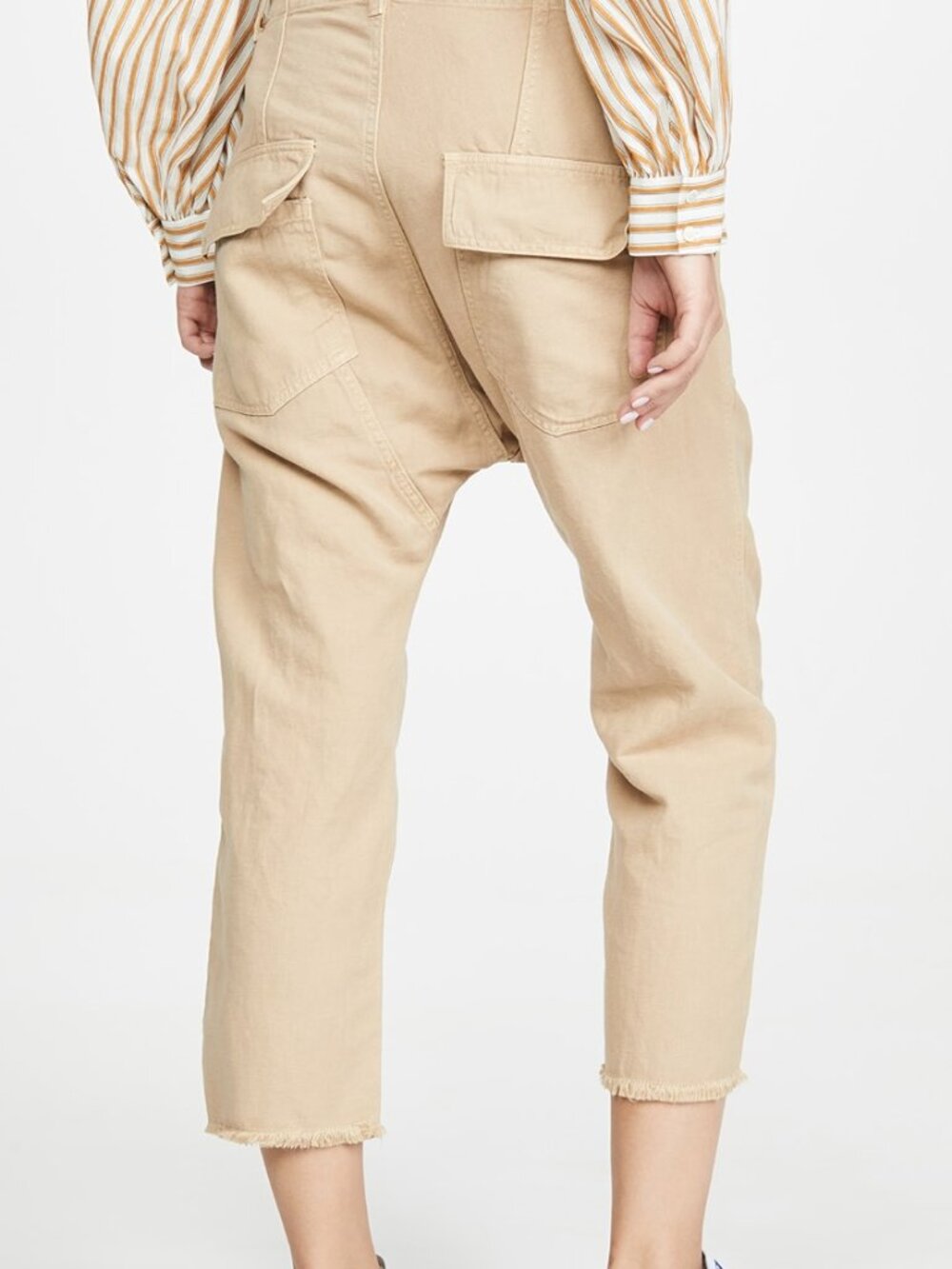 NWT Nili Lotan Luna Barrel Leg Dropped Crotch Cropped Pant in Sand Size 2 - Picture 3 of 6